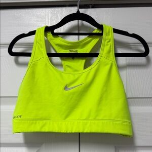 Nike Neon Yellow Dri-FIT Racerback Sports Bra
